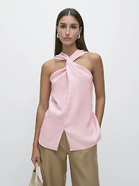 100% linen crossover top