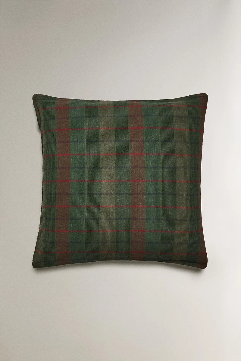 CHRISTMAS TARTAN CHECK COTTON PILLOWCASE