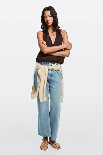 High-waist cropped flare jeans