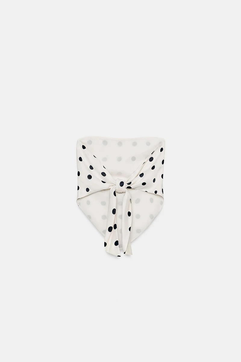 TOP SATINÉ BUSTIER À NŒUD