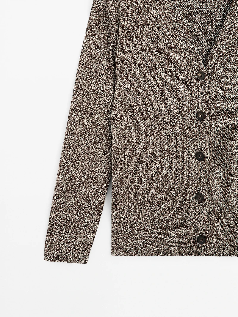 Mouliné V-neck long cardigan