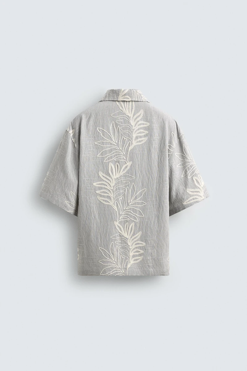 EMBROIDERED LEAF JACQUARD SHIRT