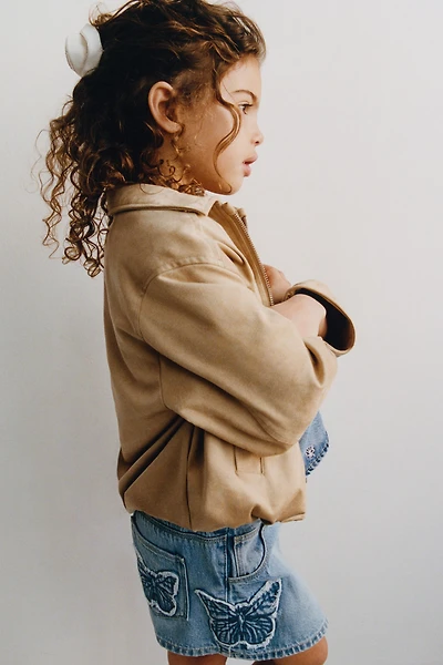 FAUX SUEDE BOMBER JACKET