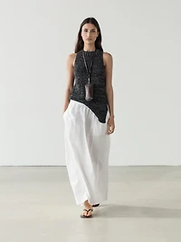 Long gathered poplin skirt