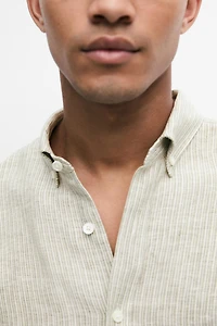 Chemise rayures regular fit 100 % lin