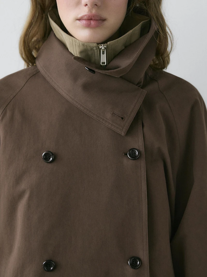 High collar trench coat