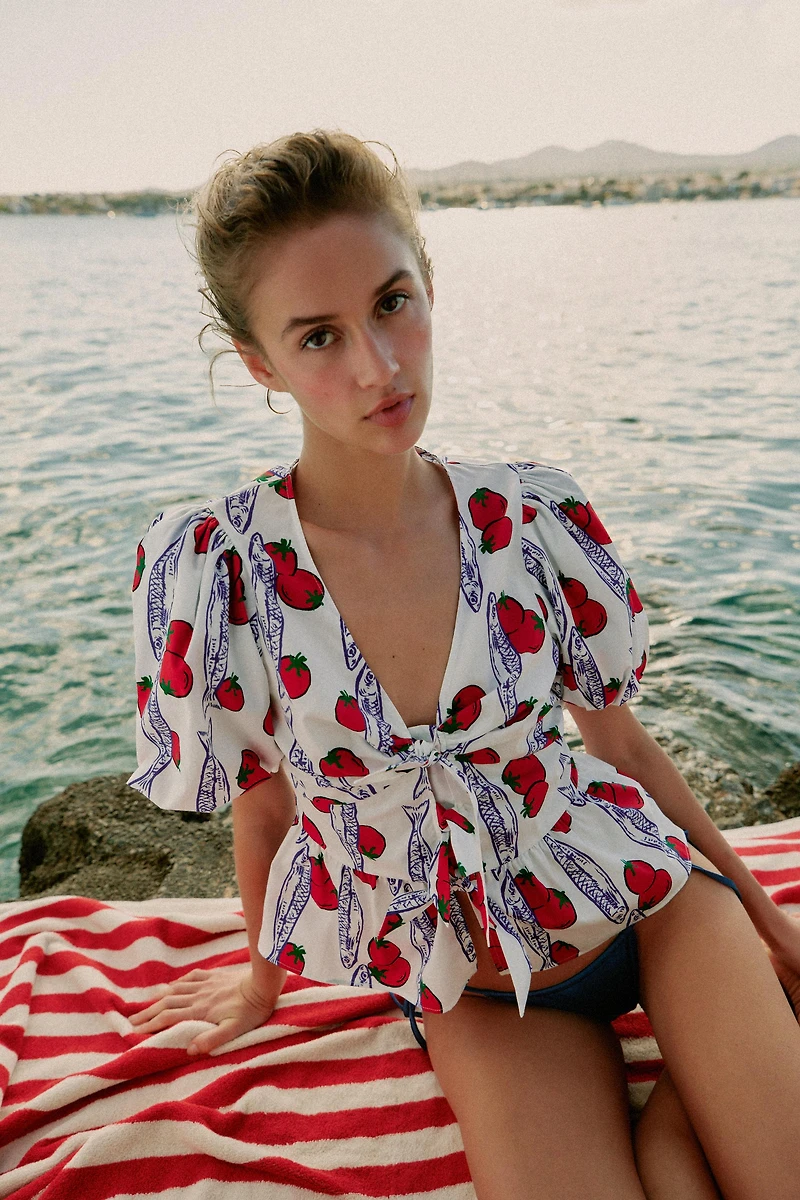 PRINTED SHIRT WITH BOWS