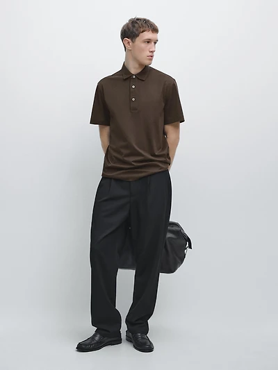 Cotton blend short sleeve polo shirt