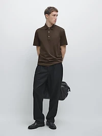 Cotton blend short sleeve polo shirt