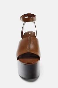 LEATHER WEDGE SANDALS WITH STRAP