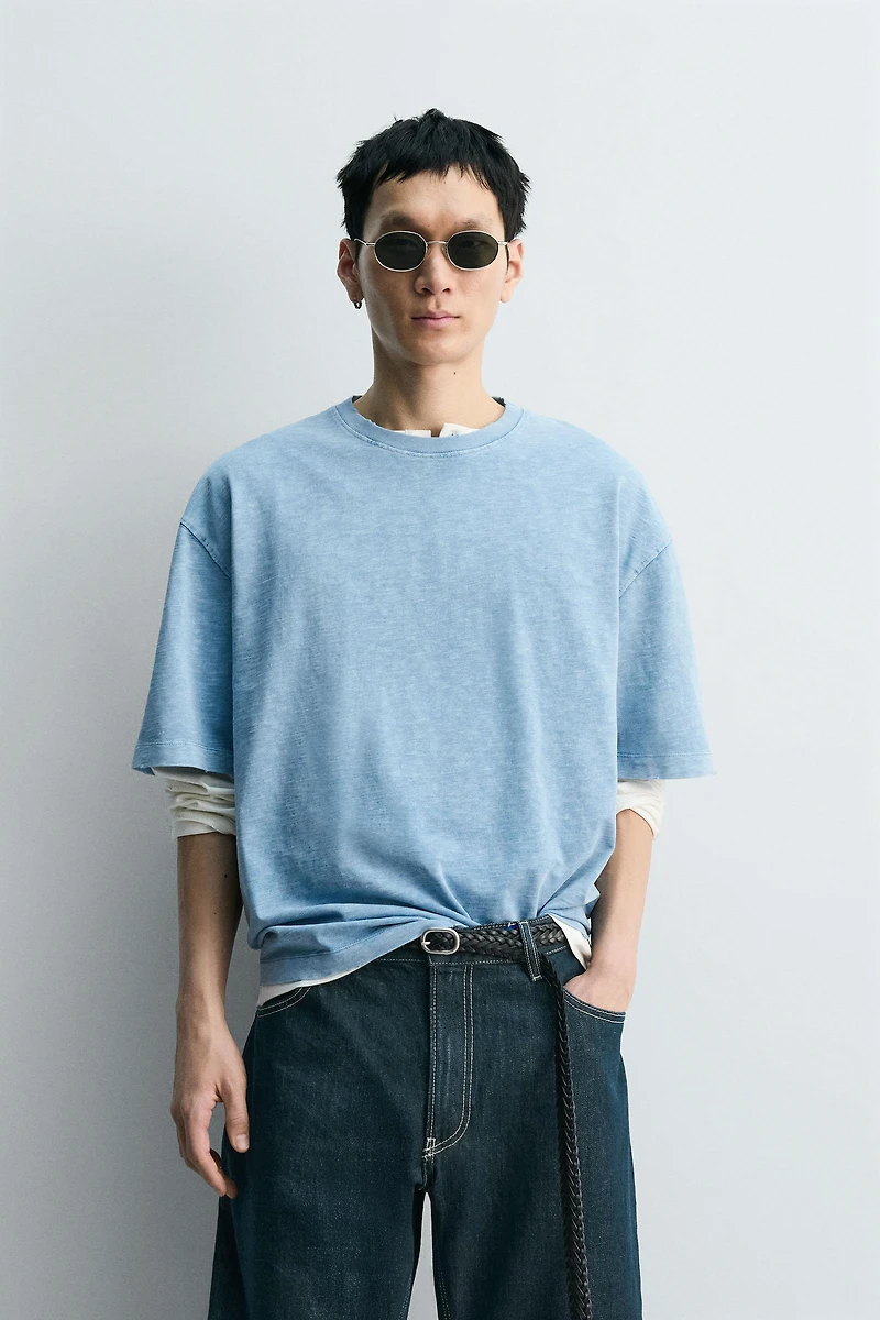 WASHED SLUB TEXTURED T-SHIRT