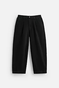 PLEATED WIDE FIT DENIM CHINO PANTS