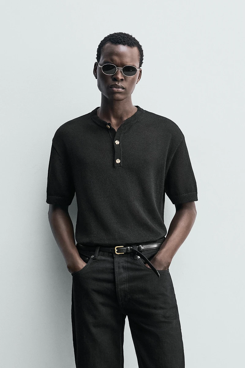 KNIT HENLEY SHIRT