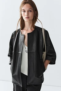 Veste courte en cuir nappa