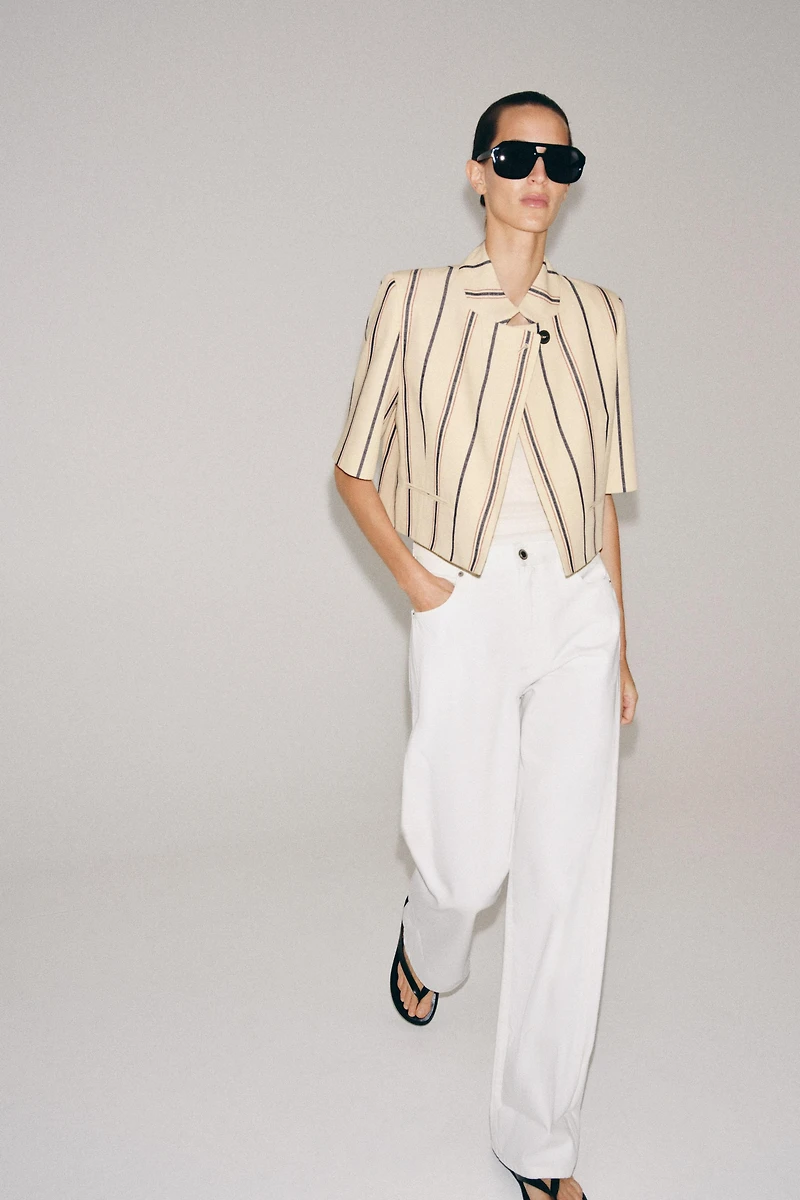 ZW COLLECTION CROPPED STRIPED BLAZER