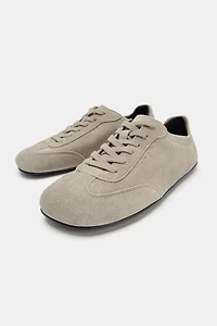 SPLIT SUEDE FLAT SPORTS SHOES