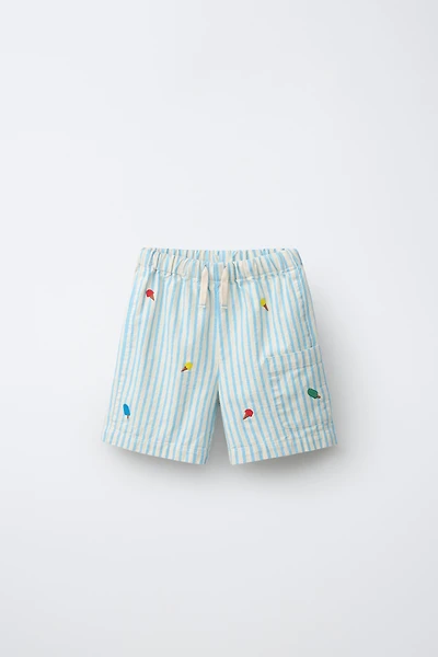 EMBROIDERED STRIPED SHORTS
