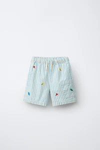 EMBROIDERED STRIPED SHORTS