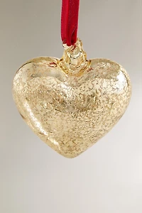 CRACKLED HEART CHRISTMAS TREE ORNAMENT