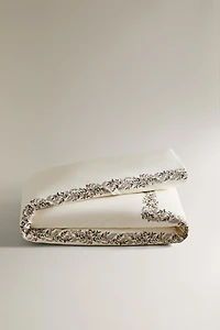 SATEEN DUVET COVER WITH EMBROIDERED LEAVES