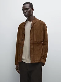 Veste en cuir finition daim