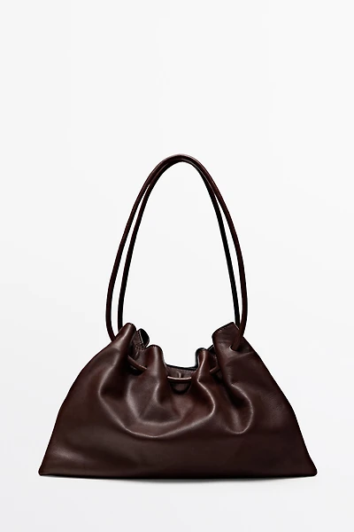 Nappa leather ruffled bag