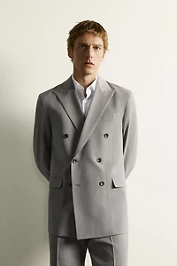STRIPED DOUBLE BREASTED SUIT BLAZER