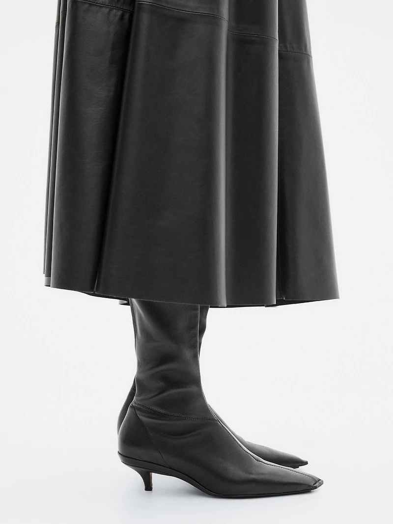 Long flared nappa leather skirt - LIMITED