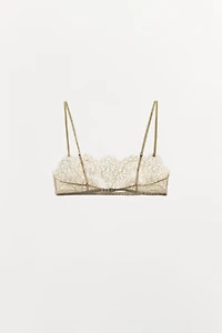 EMBROIDERED LACE BANDEAU BRALETTE