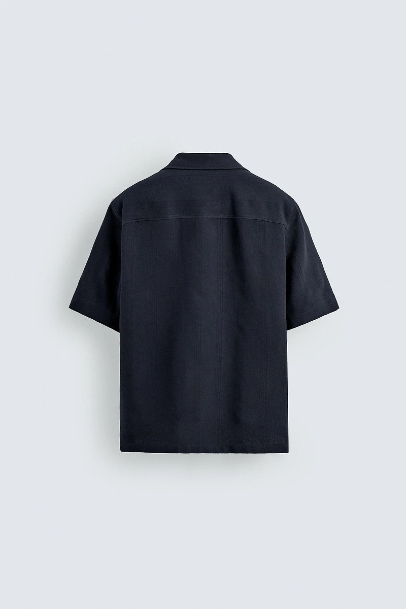 STRIPED JACQUARD POCKET SHIRT