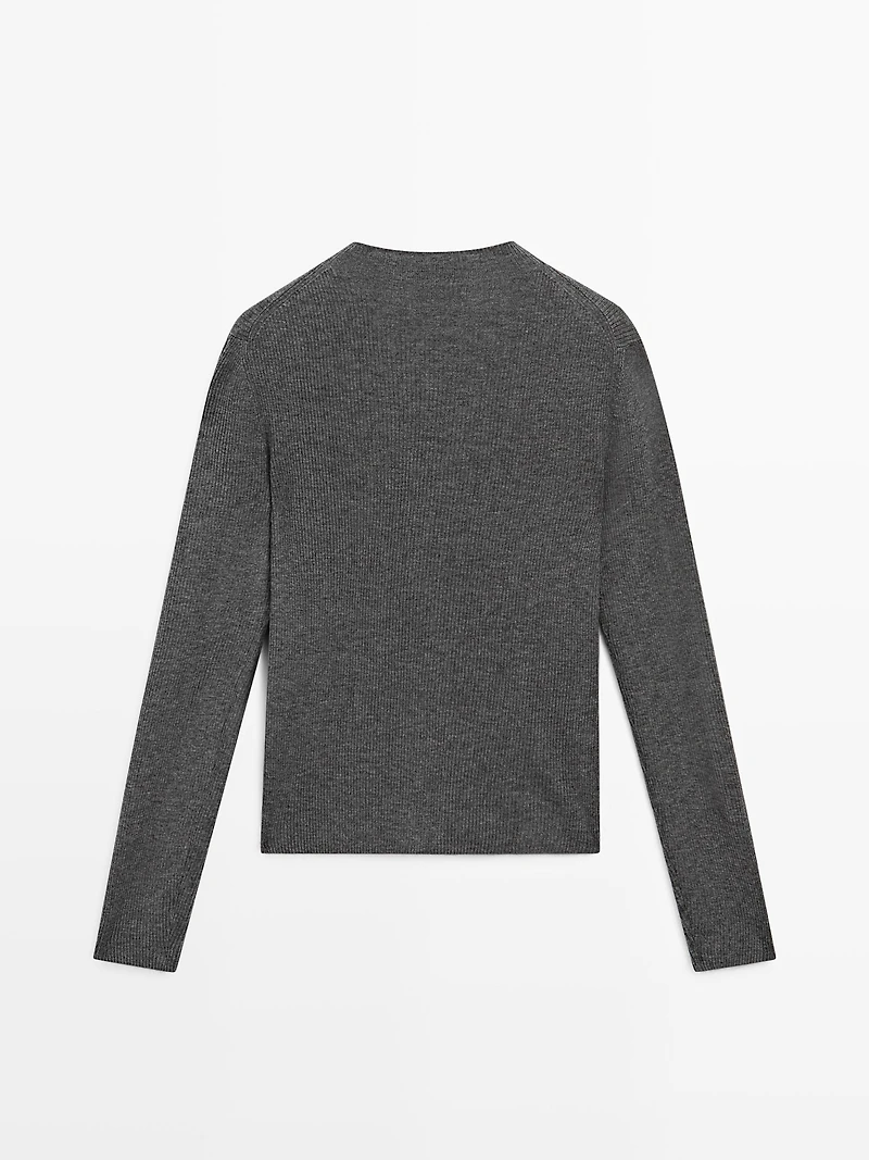Ribbed wool blend cardigan