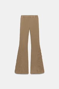 STUDDED WASHED EFFECT FLARE PANTS