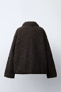MANTEAU EFFET MOUTON À LISERÉS