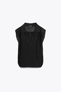 ZW COLLECTION RAMIE BLEND PINTUCK SHIRT