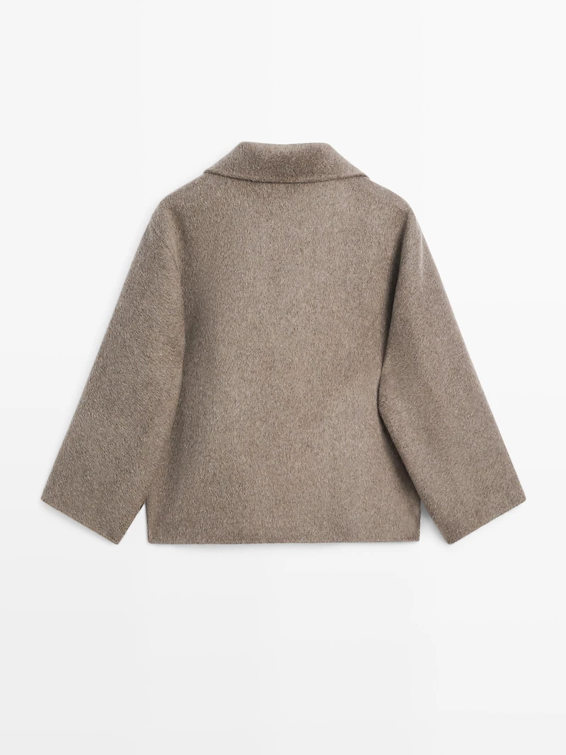 Manteau mi-long à col montant en laine mélangée