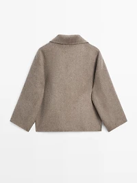 Manteau mi-long à col montant en laine mélangée