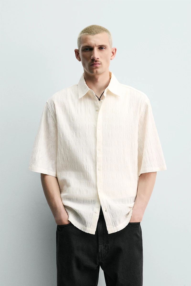 WRINKLED EFFECT RELAXED FIT SHIRT
