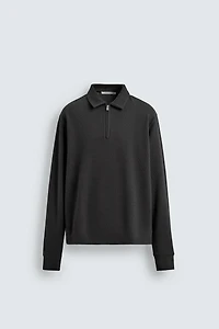 TEXTURED ZIP POLO SHIRT