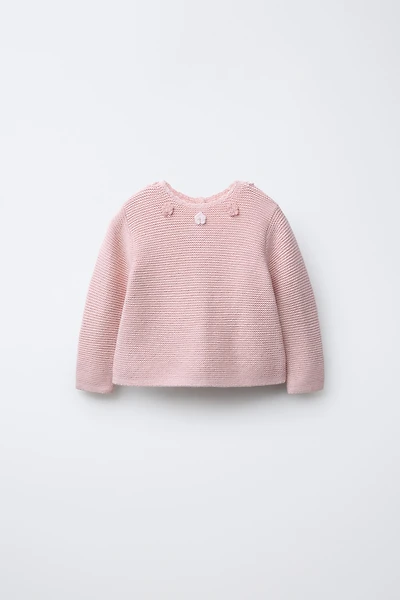 CROCHET FLOWER KNIT SWEATER