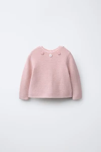 CROCHET FLOWER KNIT SWEATER