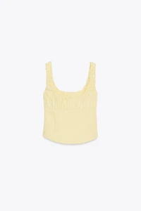 MIXED INTERLOCK POPLIN TOP