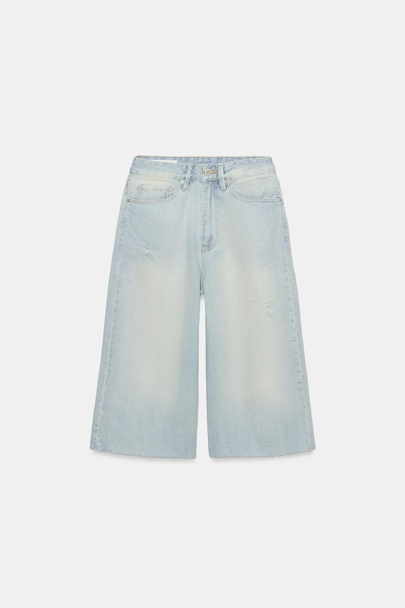 BERMUDA JORTS DENIM TRF DÉCHIRURES TAILLE MI-HAUTE