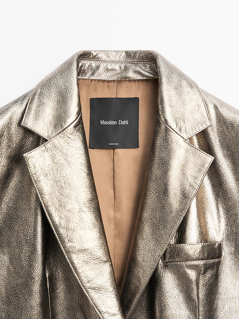 Metallic nappa leather blazer