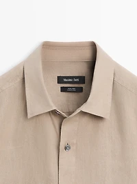 Regular fit short sleeve linen shirt