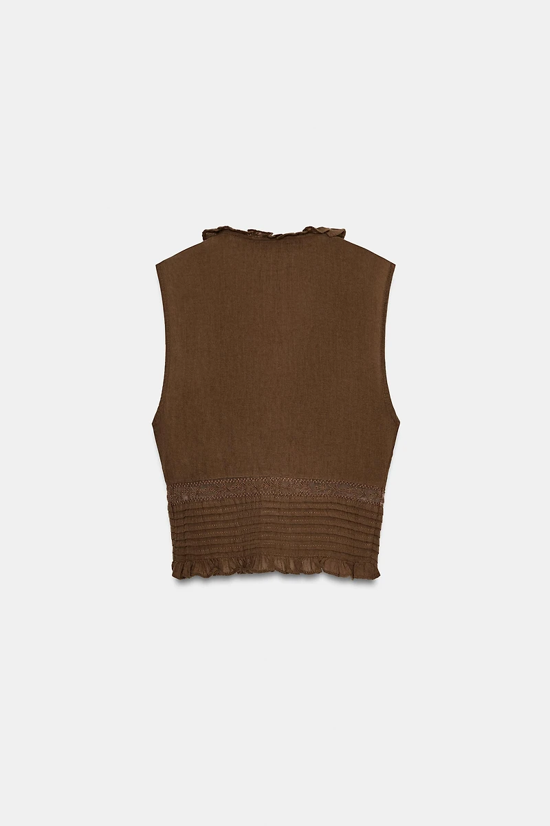 EMBROIDERED GAUZE TOP