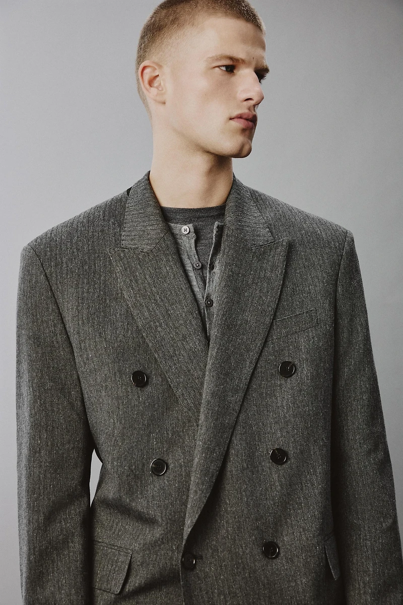 VESTE CROISÉE DE COSTUME À RAYURES