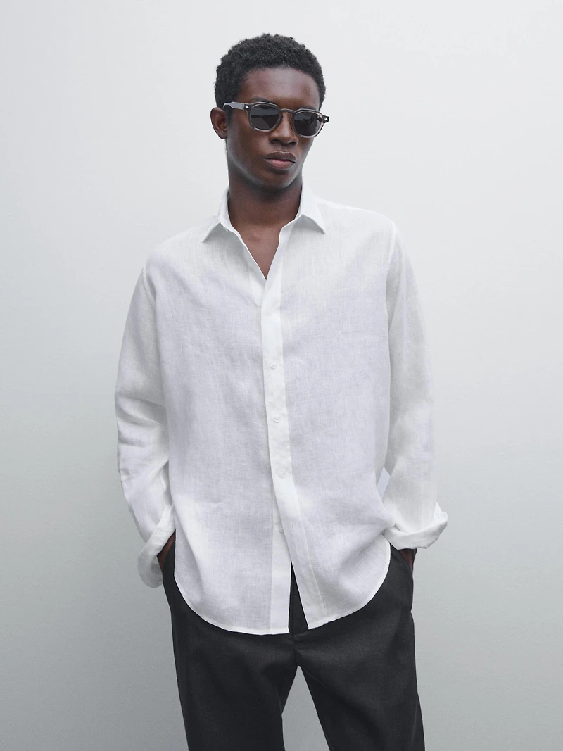 Regular fit 100% linen shirt