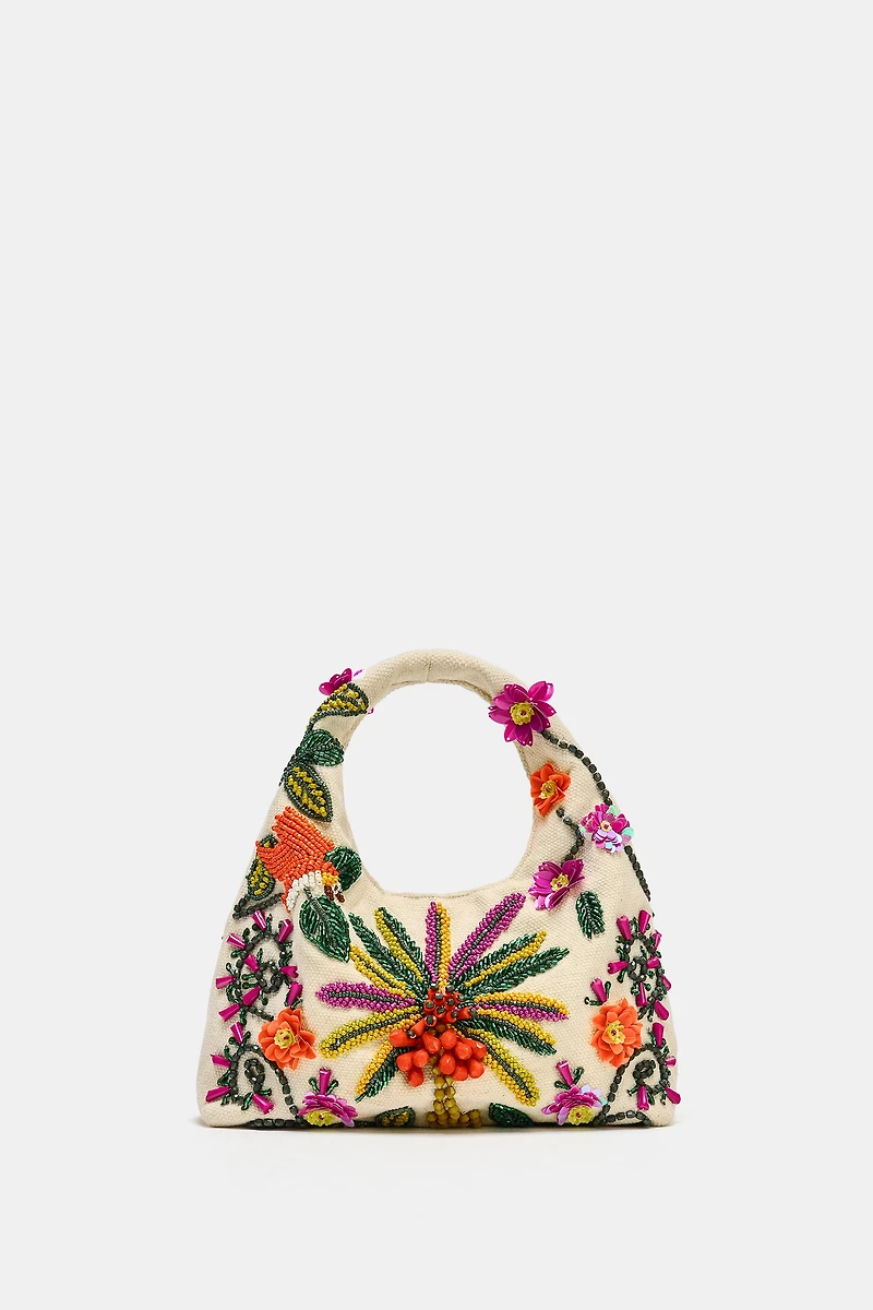 BEADED PRINTED BAG