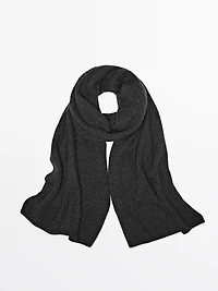 Ribbed 100% cashmere scarf