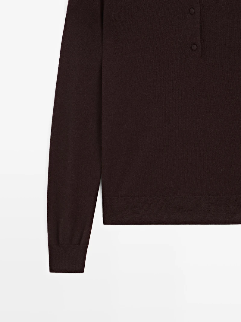 Pull polo en maille 100 % laine